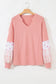 Pink Floral Sleeve Waffle Plus Top LT