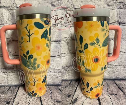 40 oz Creamscicle Floral Tumbler