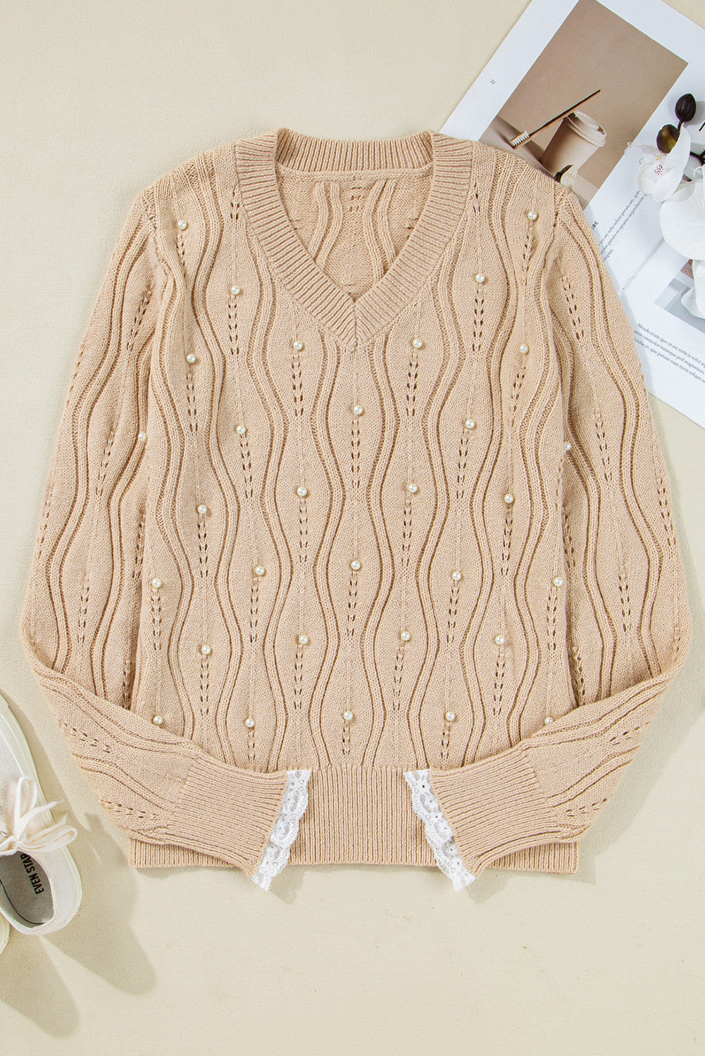 Pearl Beaded Knit Sweater LT