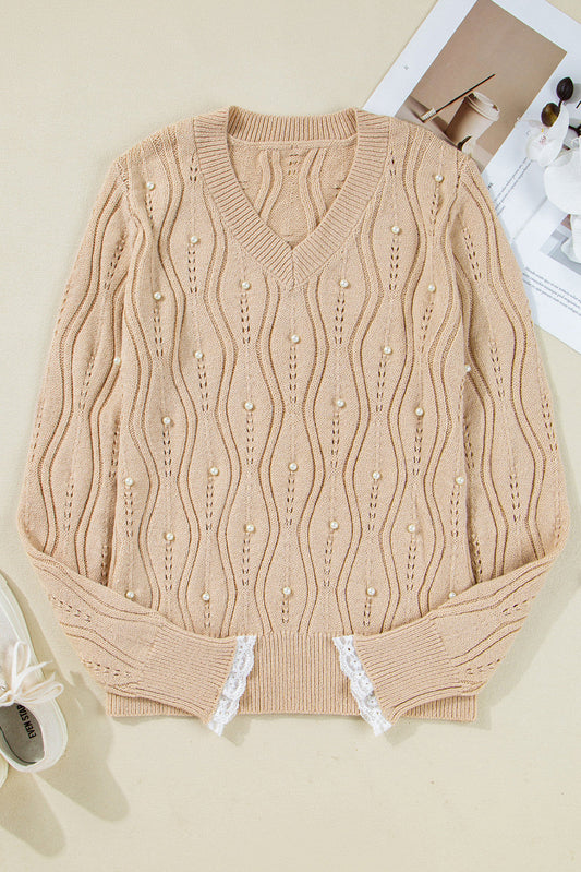 Pearl Beaded Knit Sweater LT