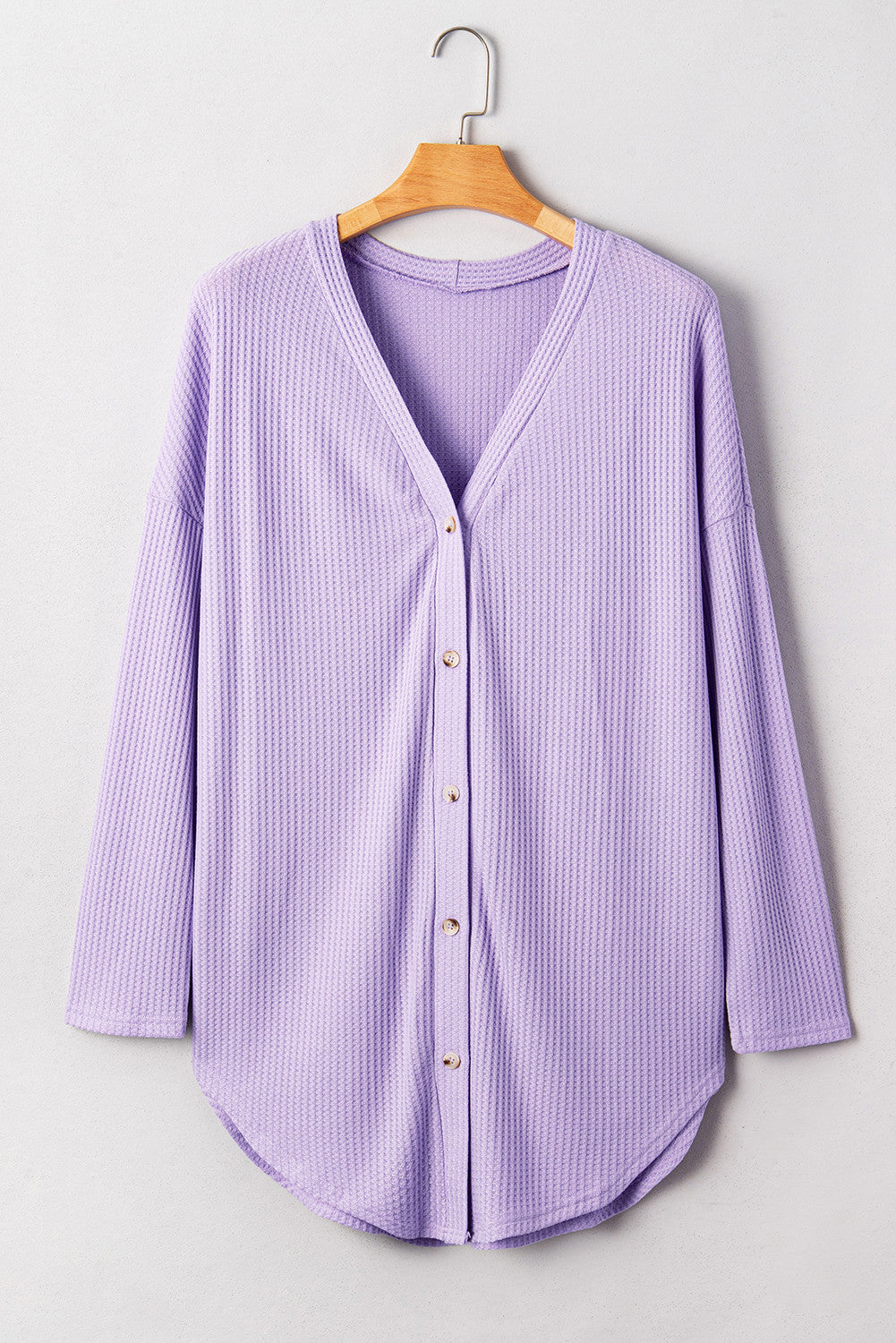 Purple Plus Size Waffle Knit Cardigan LT