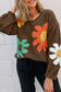 Big Flower Pattern V Neck Sweater *multiple colors* RTS