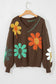 Big Flower Pattern V Neck Sweater *multiple colors* RTS