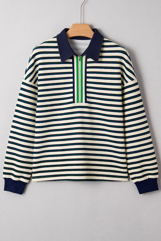 Navy Collar Zip Top October.