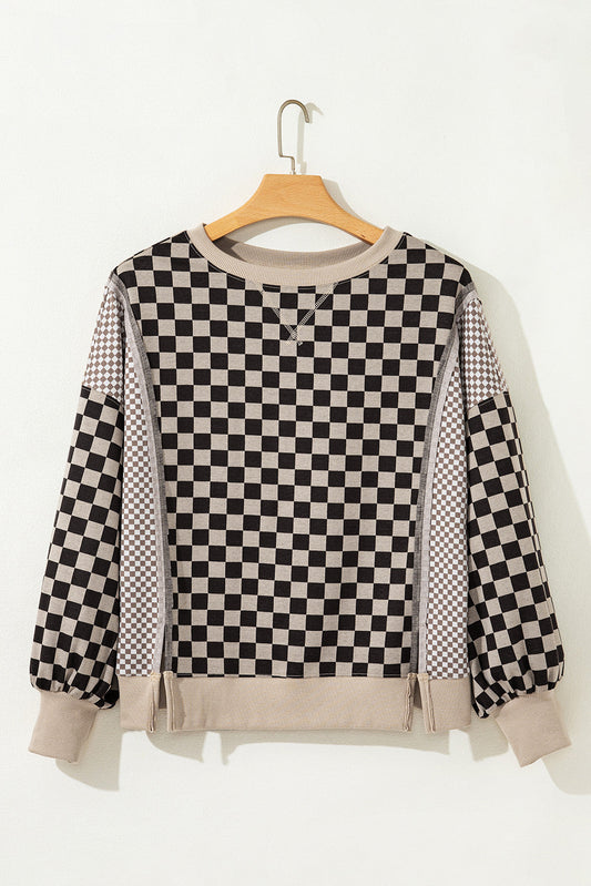Khaki Mixed Checkered Top RTS