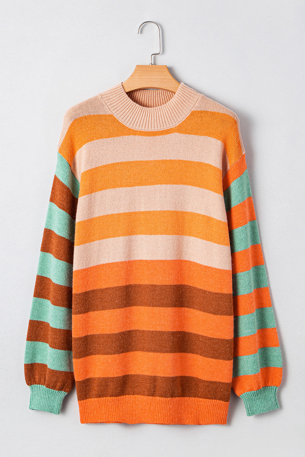 Orange Stripe Color Block Sweater LT
