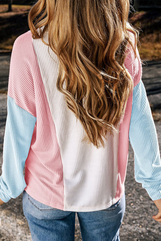 Blue Colorblock Corded top October.