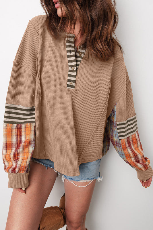 Waffle Plaid Knit Top December.