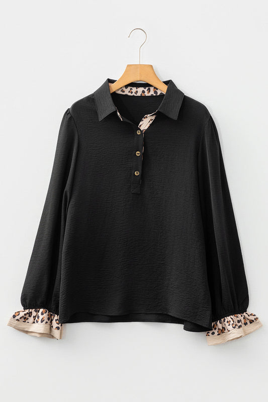Black Leopard Collar Blouse LT