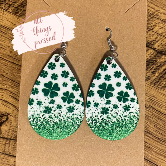 White Shamrock Earrings